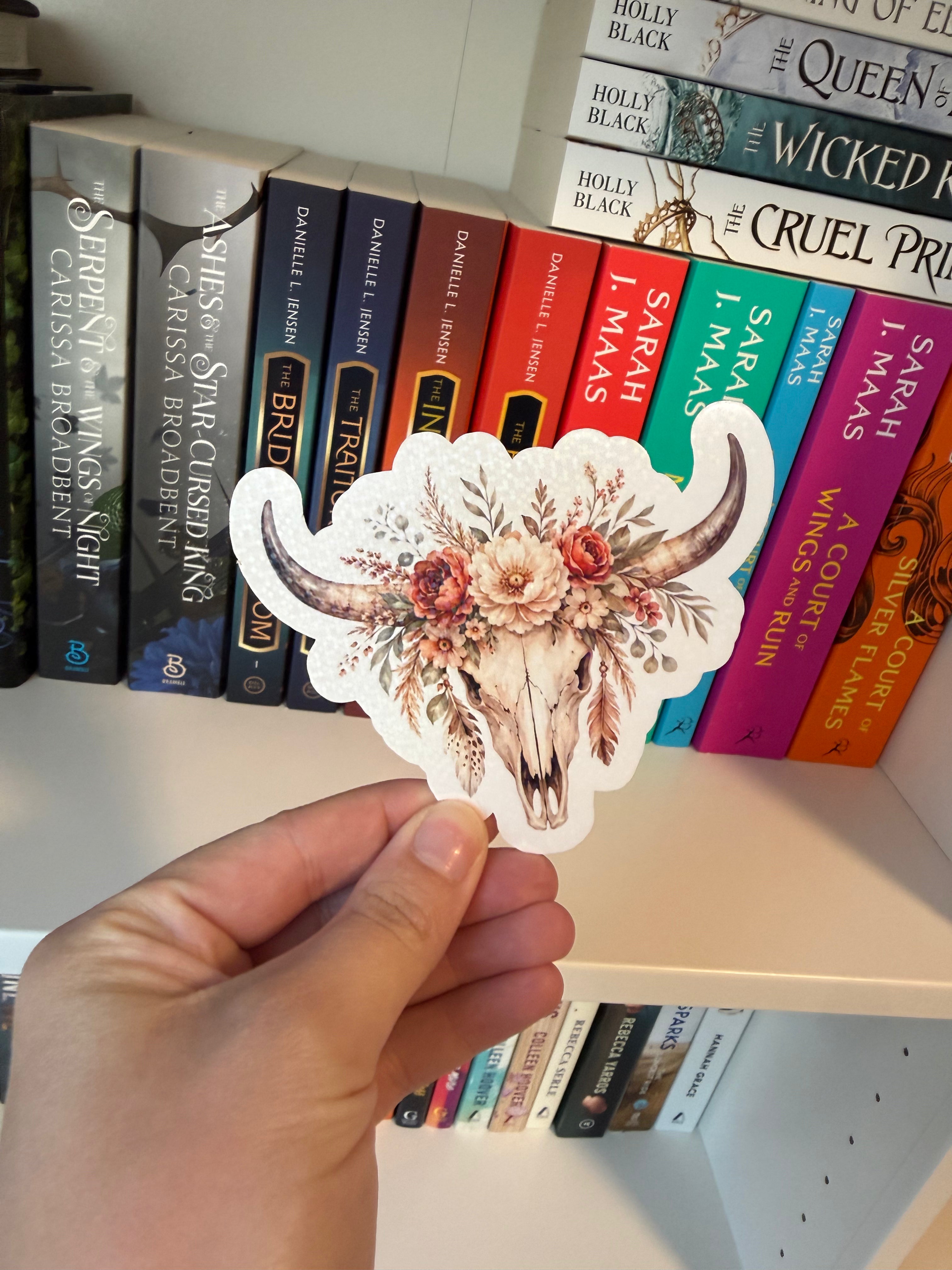 Floral Cow Skull Sticker