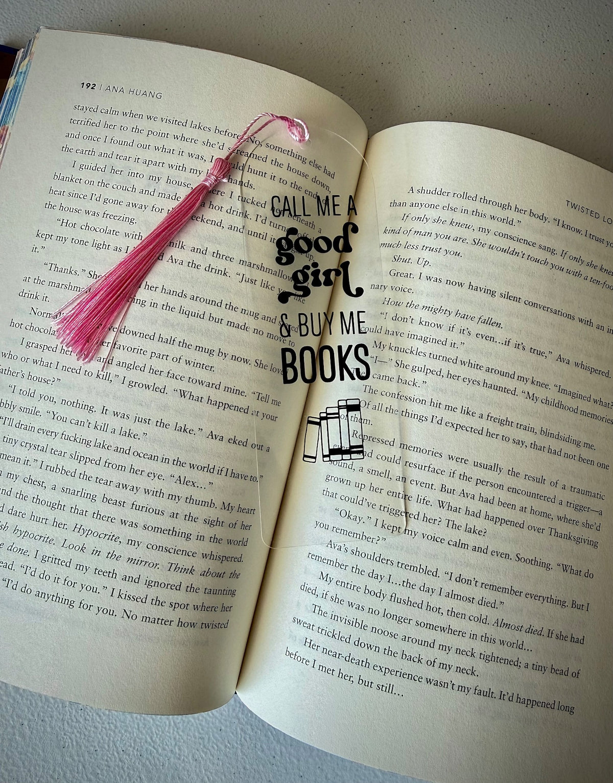 Buy me books quote bookmark with pink tassel