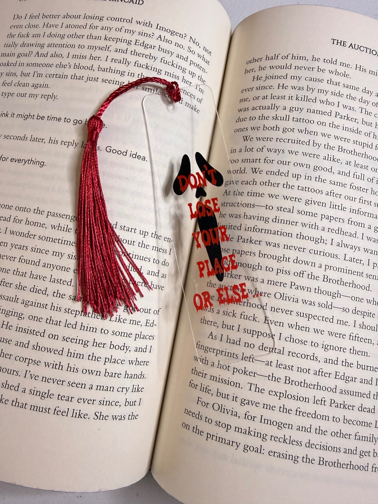 Bookmark with Don't Lose Your Place Or Else lettering