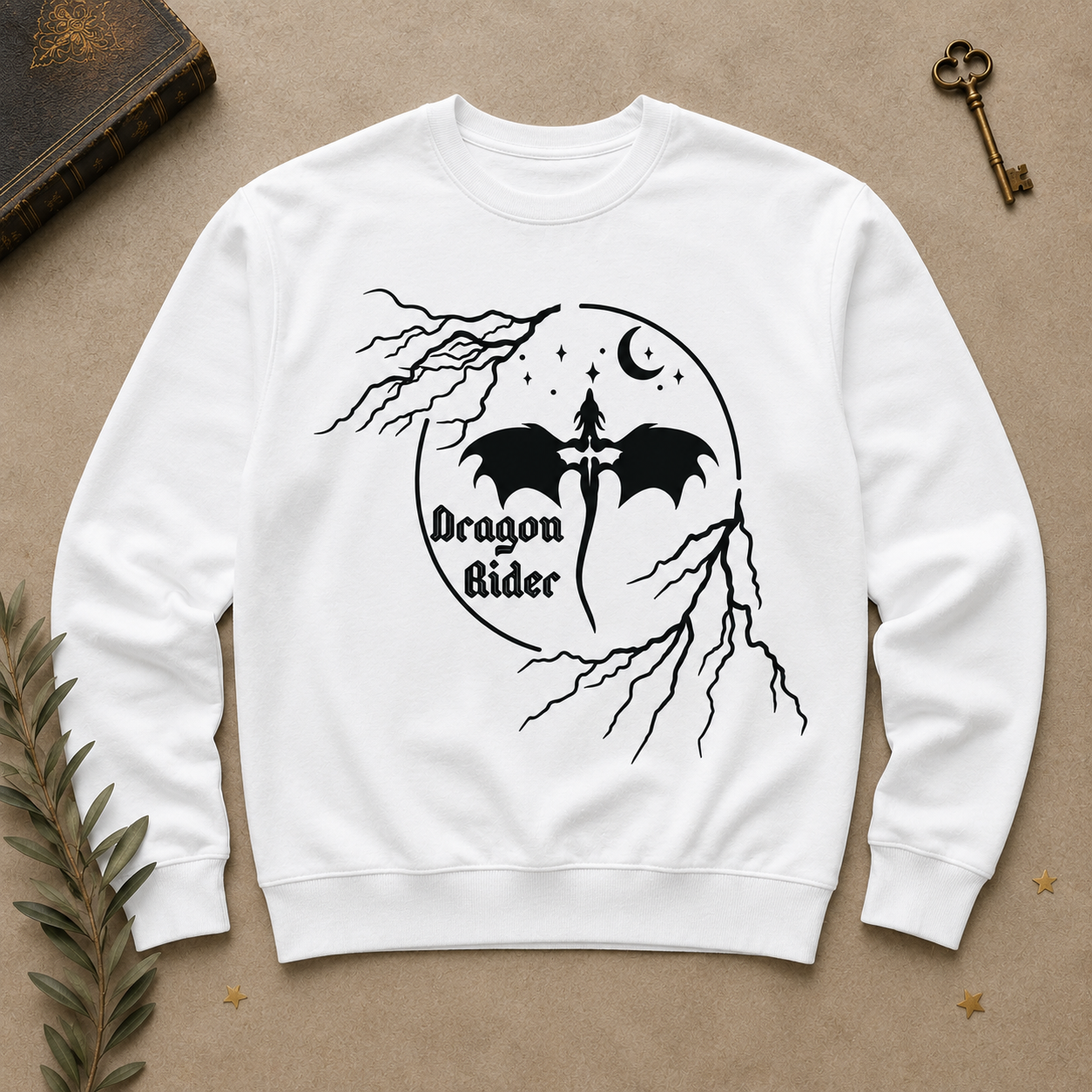 White Dragon Rider crewneck sweatshirt