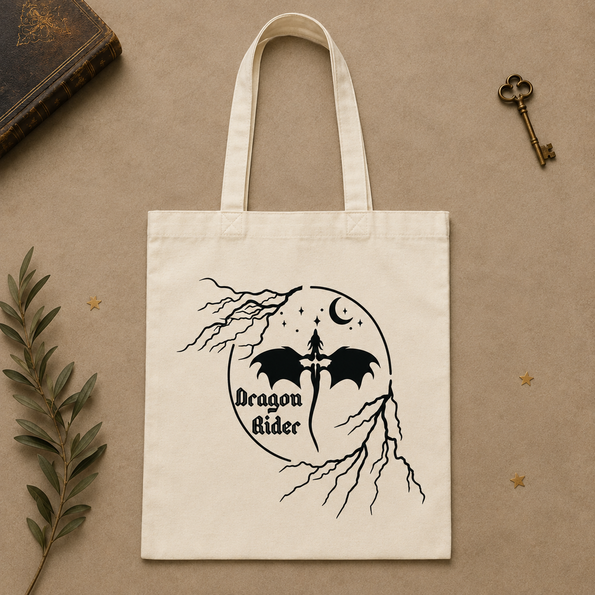 Cream Dragon Rider tote bag
